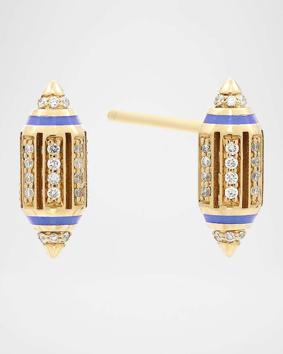 Summer Heus Earrings in 18K Yellow Gold with Hyceram and Diamonds
